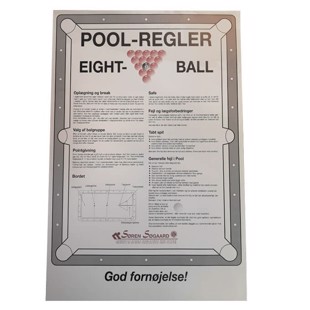 Rules, 8-ball Pool, 40 x 60 cm, Danish